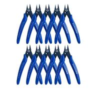 Small Wire Cutters 10 Pack,KAIHAOWIN 170 Wire Flush Cutters,Wire Clippers,Nippers,Clean Cut Pliers,Side Cuttes,Diagonal Cutting Pliers for Electronic Floral Heating Wire Model Sprue Soft Copper,Blue