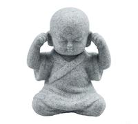 Small Wise Buddha Monk Figurine Statue, Sandstone Resin Garden Lawn Ornament for Home Yard Decor, See Speak Hear No Evil Design, 4x5x6cm(D)