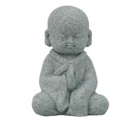 Small Wise Buddha Monk Statue/Sandstone Resin See No Evil Figurine for Garden Lawn Decor/Fish Tank Ornament/ 4x5x6cm(C)