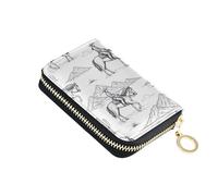 Small Women Wallet RFID Blocking Credit Card Holder Zip Around Zipper Wallet with Coin Pouch Cowboys Horses Cactus Black White