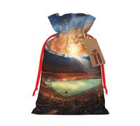 Small Wonderful soccer game Print Christmas Drawstring Candy Bags, Reusable Fabric Sacks, Gift Bag for Xmas Holiday Present Wrap