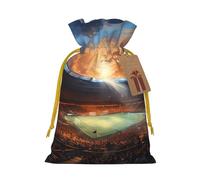 Small Wonderful soccer game Print Christmas Drawstring Candy Bags, Reusable Fabric Sacks, Gift Bag for Xmas Holiday Present Wrap
