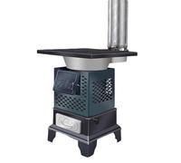 Small Wood Burning Stove Steel Plate Material Cast Iron Furnace Bridge Wood Stove Indoor House with Ashes Collection Drawer Suitable for Patios and Living Rooms(C)