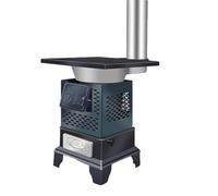 Small Wood Burning Stove Steel Plate Material Cast Iron Furnace Bridge Wood Stove Indoor House with Ashes Collection Drawer Suitable for Patios and Living Rooms(B)