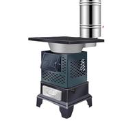 Small Wood Burning Stove Steel Plate Material Cast Iron Furnace Bridge Wood Stove Indoor House with Ashes Collection Drawer Suitable for Patios and Living Rooms(D)