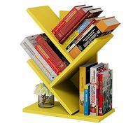Small Wood Desktop Tree Bookcase for CD/Magazine/Book Storage - Freestanding Bookshelf Display Rack for Home/Office/Living Room