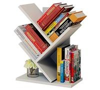 Small Wood Desktop Tree Bookcase for CD/Magazine/Book Storage - Freestanding Bookshelf Display Rack for Home/Office/Living Room