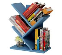 Small Wood Desktop Tree Bookcase - Freestanding Bookshelf Display Rack for CD, Magazine & Book Storage - Stylish Organizer for Home, Office & Living Room Decor