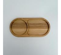 Small Wood Serving Tray Platter (25х12cm), Ash Wooden tray Drink Tray for Coffee Treat Board with Built-in Cup Holder Platter for Tea, Coffee and Snacks Dessert Natural Wood Oval