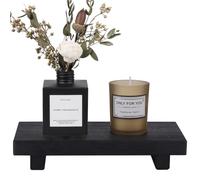 Small Wood Tray Pedestal Stand Farmhouse Bathroom Decor Decorative Wooden Riser Kitchen Soap Dish Holder for Vanity, Counter, Sink, Black