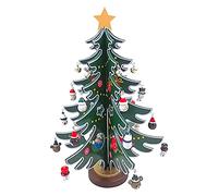 Small Wooden Christmas Tree Tabletop Ornaments DIY Xmas Tree Set Desktop Decoration Festival Party Xmas Tree with Mini Christmas Ornaments for Table Desk Home Office Shopping Bar Decor Gift