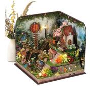 Small Wooden Flower House - LED Light Creative Building Kit, Tabletop Decor | Collectible Assembly Project Desk Shelf Decoration, Home Classroom Display Model with uniquee Design for Boys Girls Hobby