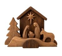 Small Wooden Nativity Scene - Christmas Desk Religious Decor