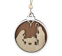 Small Wooden Nativity Scene Ornament - Mini Christmas Nativity Christmas, Commemorate The Birth Of Jesus Vintage Holiday Decorations | For Fireplace, Door Handle Or Gift
