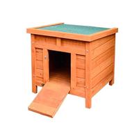 Small Wooden Rabbit Hutch Bunny Cage Guinea Pig Cage Duck House Dog House with Openable Roof and Ramp Door