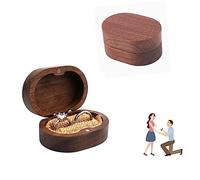 Small Wooden Ring Box, Vintage Ring Box, Walnut Wood Ring Box, Engagement Ring Box, Walnut, Oval Ring Box for Proposal, Jewellery Boxes for Proposal, Wedding, Ceremony, Engagement