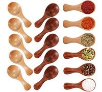 Small wooden salt spoons - 10 pieces mini wooden spoons with short handle, ideal for small jam jars, spices, spices, sugar, honey, coffee, tea, mustard, ice cream, milk powder