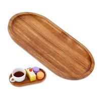 Small Wooden Tray, 19 * 10.5cm Oval Charcuterie Tray, Board Decorative Tray Natural Wood Serving Platters for Coaster, Tea, Coffee, Cake, Snack