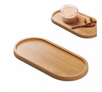 Small Wooden Tray,Oval Wooden Tray,17.5*8.8CM Long Round Bathroom Oval Versatile Bamboo Trays,Suitable for Home,Office,Bathroom,Outdoor,for Placing Tea,Coffee,Cakes, Succulents,Desserts,Bread,Fruits.