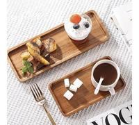 Small Wooden Tray, Wooden Display Tray, Rectangle Acacia Wood, Small Trays Tea or Coffee, for Display Fruit, Snacks, Appetizer, Sushi, Decor, Desserts, Coffee, Cocktail or Wine(29 X 10.8 Cm)