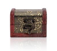 Small Wooden Treasure Chests,Mini Vintage Decorative Chinese Style Oriental Treasure Chest Retro Pirate Jewelry Toy Wooden Box for Books Cards Collection Gifts