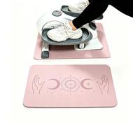 Small Workout Mat for Mini Steppers, Walking Pad Mat for Under Desk Elliptical, 7mm Thick Ellipse Leg Exerciser Mats, Shock Absorption & Protects The Floor, 23.6 x 15.7 Inches (Pink)