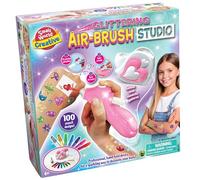 Small World Creative Glittering Air-Brush Studio, 100 Stencil Designs, Body Art Kit for Ages 6+, Hand Held Device Kit with Accessories for Sparkling Body Decorations