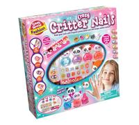 Small World Fashion Crazy Glitter Nails Kit, 4 Cute Nail Polish Bottles, Animal Stickers, Press-on Nails, Ages 5+