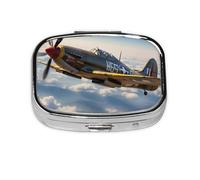 Small World War 2 Aircraft Airplane Printed Pill Organizer Daily,Portable Metal Travel Pill Case Box for Purse and Pocket