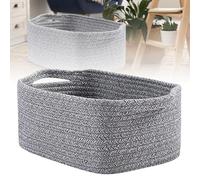 Small Woven, 12 x 8 4.5 Inches, Storage for Organizing, Empty, Cute Rope Shelf Closet Shelves, Dog Toy 3 Packs, Mixed Grey Kitchen (Grey, 32.51x22.61x13.97cm)