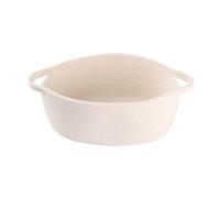 Small Woven Basket Cute Oval Cotton Rope Gifts Basket with Handle Empty Baby Wicker Storage Basket Nursery Box Bin Kids Organizer Cat Dog Toy Basket Easter Basket White