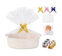 Small Woven Basket for Gifts, Gift Baskets Organisers Storage Toy Hamper Baskets Rope Woven Storage Basket with Gift Bags 3 Ribbons & 150 PCS Candy Cookie Food Bags for Christmas Wedding Gift Baby