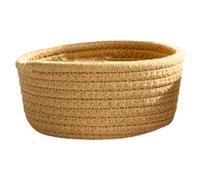 Small Woven Basket | Round Woven Desktop Organizer Bin - Cotton Shelf Storage Basket Decorative Organizer Bin for Bathroom Study Room Bedroom Sollee