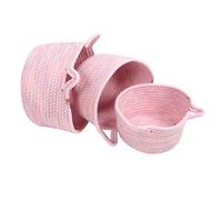 Small Woven Basket, Woven Storage Basket Double Reinforced Design Multifunctional Cat Ear Shaped 3Pcs Fine Workmanship for Living Room for Spa Necessities (Pink)