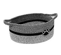 Small Woven Baskets for Organizing Rope Storage Basket with Handle Cute Cotton Basket for Nursery Gift Dog Toy Storage Bins for Toy Organizer-Black&Grey