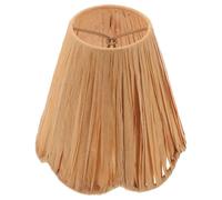 Small Woven Clip on Lamp Shade, Scalloped Boho Rattan Bedroom Cover | Handcrafted Texture, Gentle Illumination, Wave Patterns, Space-saving Design, Farmhouse Styling for Indoor Bedside Lighting