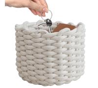 Small Woven Storage Basket: Makeup Organizer with Cotton Rope, Decorative Solution for Sorting and Organizing Desk, Bedroom, Headboard, Dressing Table
