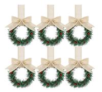 Small Wreaths for Kitchen Cabinets, Chair Christmas Wreath | 6X Cabinet Wreaths, Artificial Wreath with Berries & Bows, Front Door Sign, Christmas Decoration