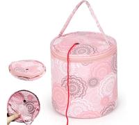 Small Yarn Crochet Bag - Mini Portable Storage for Knitting Projects on the Go, Round Pink Travel Case