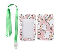 Small Yellow Bees Badge Holder with Green Lanyard, Security Badge Holder, Vertical Cards Protector for Staff, Vertical ID Cards Protector for Work, Teacher Stuff Delivery Driver Accessories