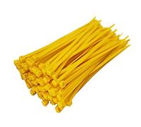 Small Yellow Cable Ties, 100mm x 2.5mm, Pack of 100, 4" Premium Nylon Zip Ties, Plastic Tie Wraps- Self Locking, Small Nylon Zip Ties, Secure Self-Locking Mechanism, for Home, Garden, Office and DIY