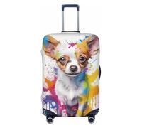 Small Yellow Dog with Big Ears Elastic Travel Luggage Cover Suitcase Protector, Print Suitcase Baggage Cover Anti-Scratch