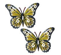 Small Yellow Metal Butterfly Garden/Home Wall Art Ornament 11x8.5cm 2pk