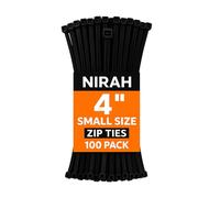 Small Zip Ties, 4 inch, Black - 18 LB Strength, UV-Resistant, Self-Locking Nylon PA66 Tiny Cable Ties, Mini Zip Ties for Electronics, Wire Management, Office, Garden, Craft & Decorations by Nirah