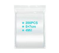Small Ziplock Bags 5×7cm, 200PCS, 4 Mil Extra Thick Clear Plastic Resealable Bags with Lock Seal Zipper, Storage Pouches Grip Seal Bags for Jewelry Coins Pills Packaging