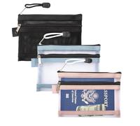 Small Zipper Mesh Bags Coin Pouch 3-Pack, 2 Pockets Mesh Pouch with Zipper for Passport, Cards, Makeup, Cosmetics, Toiletries and Jewelries Small Mesh Bags for Travel and Daily 14.5x11 cm