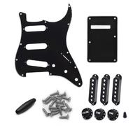 Smallan 11 Holes 3 Ply SSS ST/Strat Electric Guitar Pickguard Set with BackPlate、Pickup Covers、Knobs、Crank Hat、Switch Cap and Screw for Fender US/Mexico Made Standard Stratocaster, Black (Black)