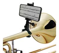 Smallan Musical Instrument Phone Stand for Low Brass Lyre,Mount Your Phone to Trombone Flugelhorn Euphonium Marching Baritone Mellophone Ultralight Aluminium Alloy Black (Pure metal CNC)