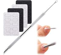 SmallCat 1 Pcs Cuticle Pusher Tool with 100#/240# Grit Nail Files, Metal Cuticle Tools, Stainless Steel Round Manicure Tools for Manicure Pedicure Nail Art, Salon, Home Use