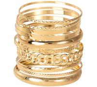 SmallCat 10 Pcs Gold Bangles for Women, Gold Bracelets Jewelry Set Accessories, Bracelet Stack for Birthday, Holiday, Decorating
